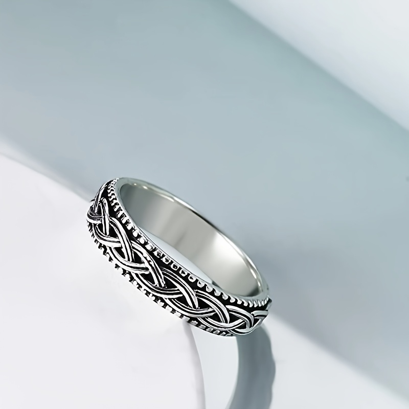 Celtic Knot Spinner Ring, Sterling Silver Fidget Band for Women