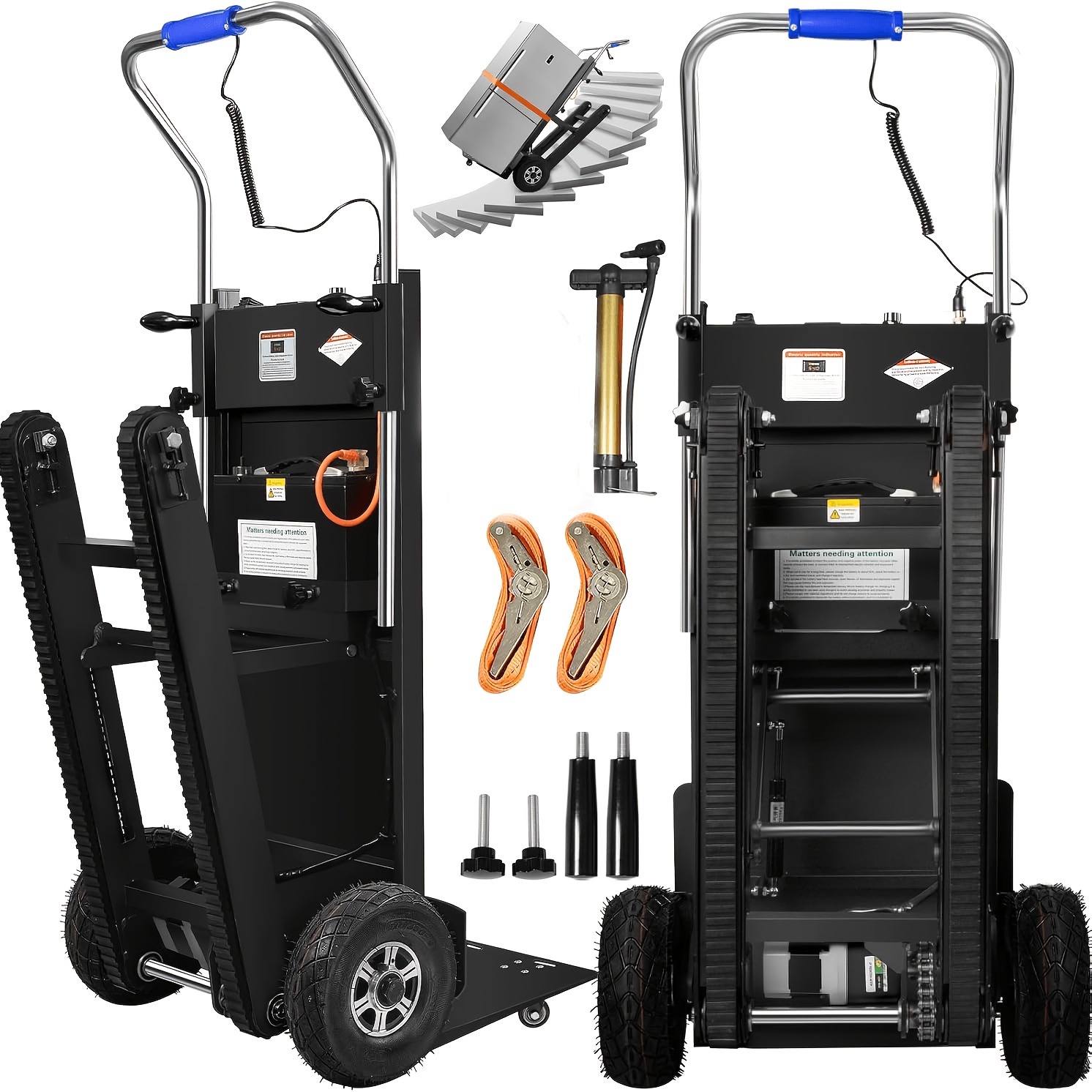 Image of Trolley With Rubber Chain, 400kg Load, Stairs And Slope Management, Furniture Handling Stairs With Safety Rope