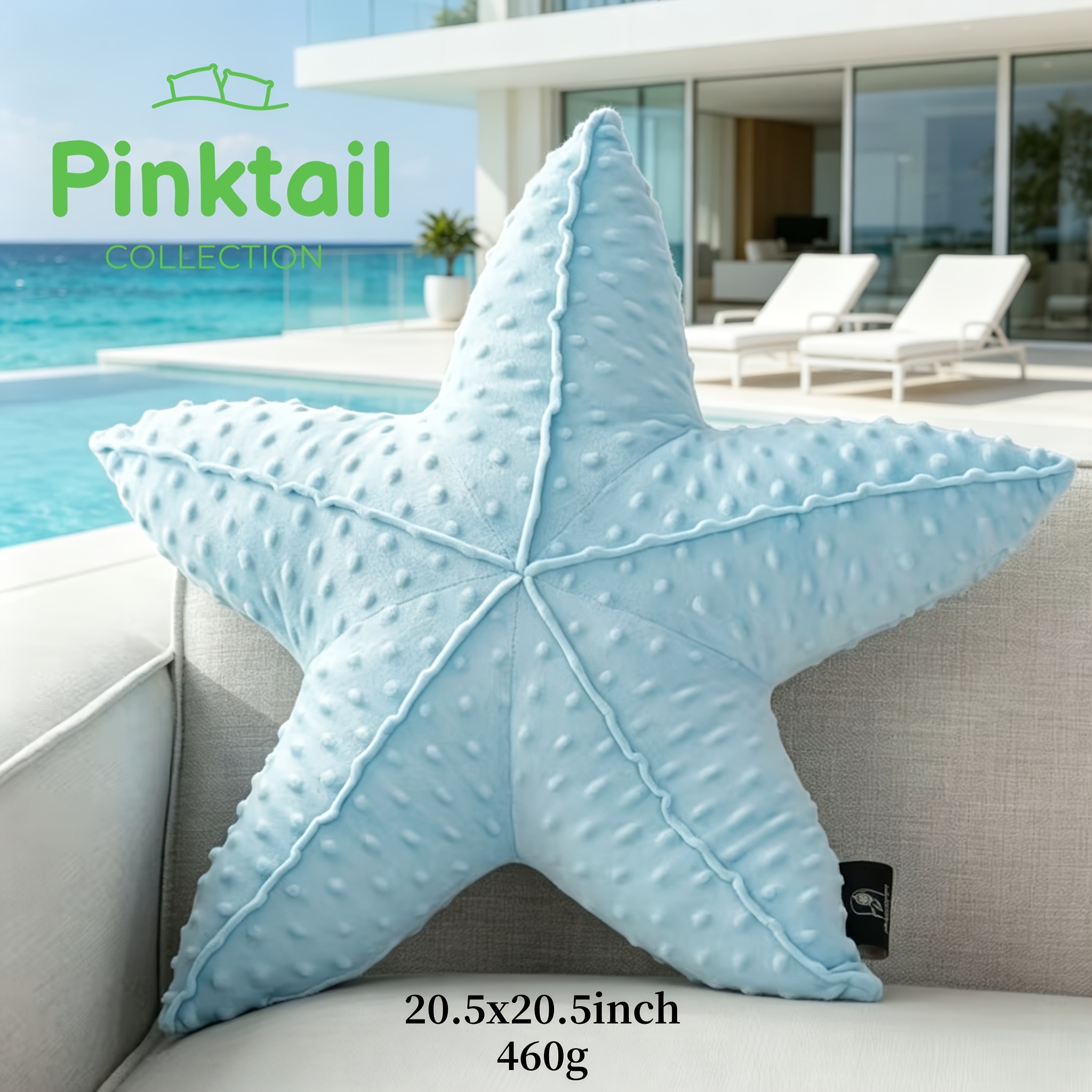 TEMU 1pc Starfish Shaped Velvet Throw Pillow, Creative Decorative Cushion Pillow, 20.5 X 20.5 Inch