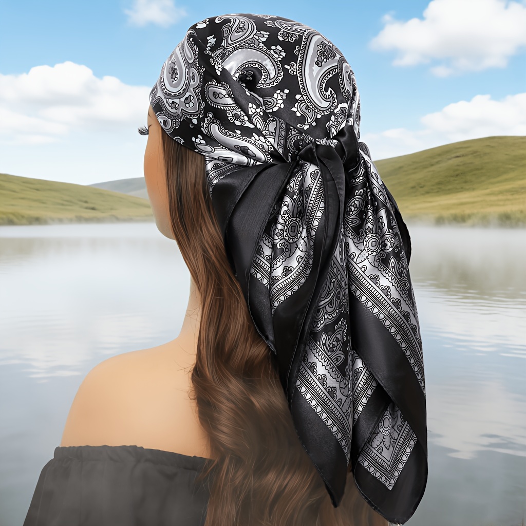 1 90 * 90cm Square Scarf, Air-conditioned Room Bandanna, , Popular Headscarf, Headscarf, , New Fashionable Neutral Headscarf