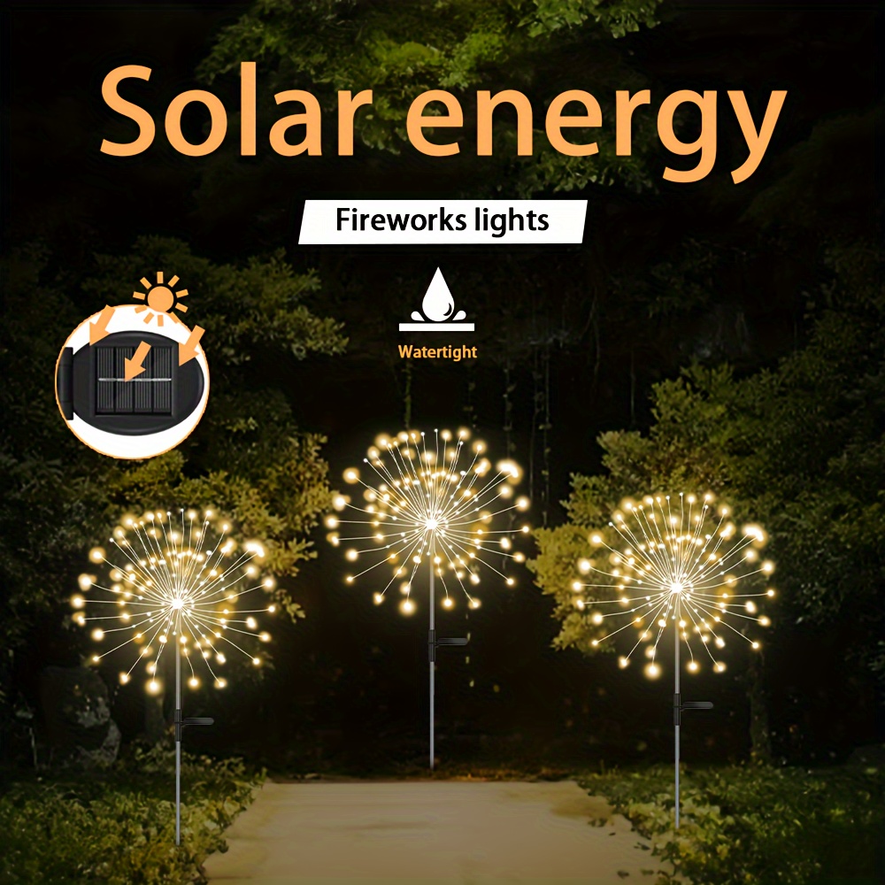 

Solar-powered Firework Lights For Outdoor Decor - 8 Lighting Modes, Perfect For Gardens, Yards, Parties, Weddings & Festivals - Single Piece With 240/200/150/60 Leds