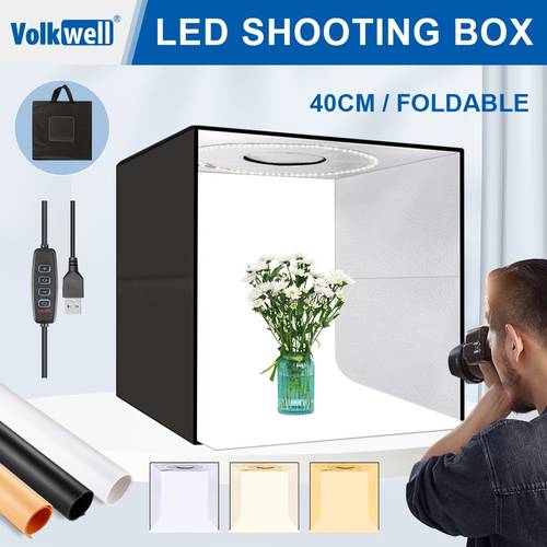 led photo light box 40cm adjustable brightness 144 led beads 3 backdrops