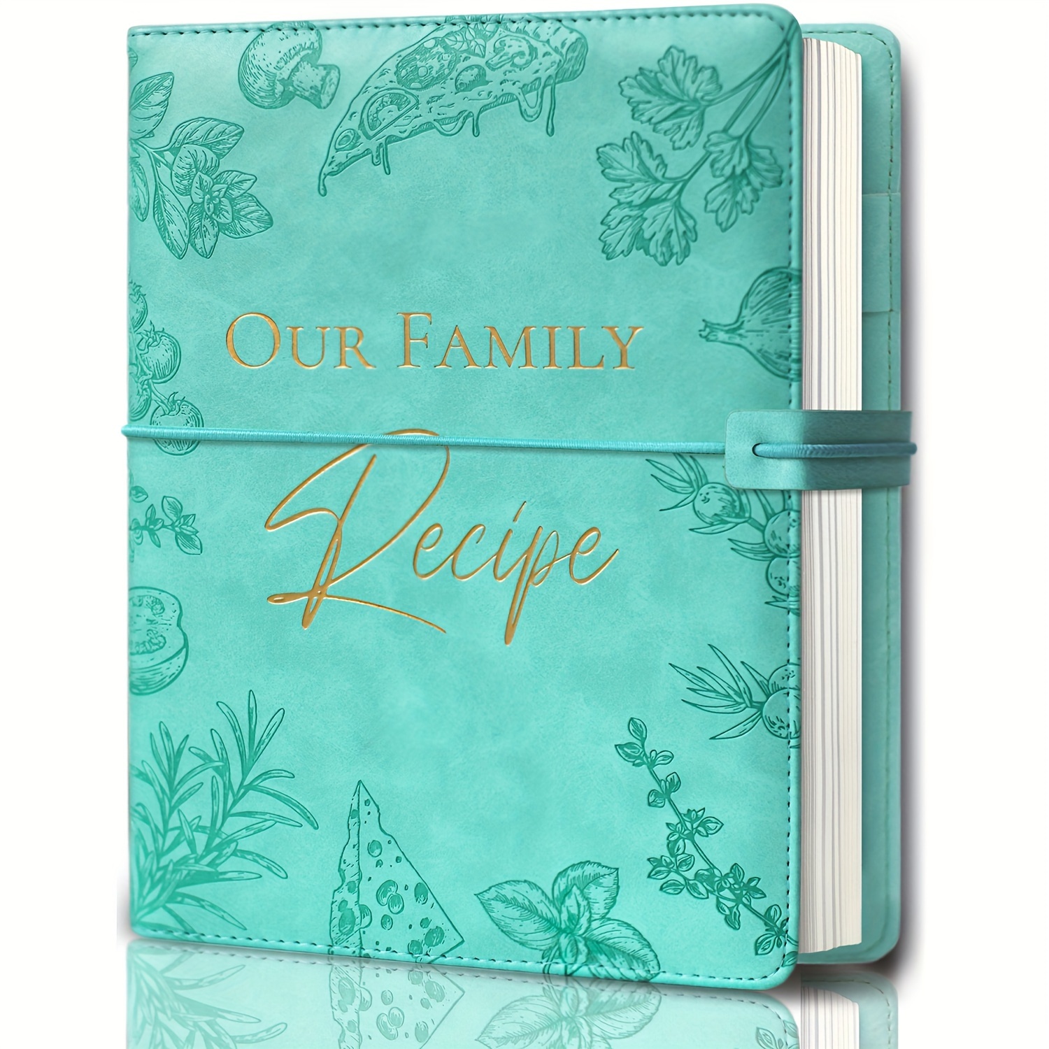 

Family Recipe Book, 7"x10" Hardcover, 204 Pages, Blank Cookbook Journal, Cyan, Removable Paper, Kitchen And Dining Essentials