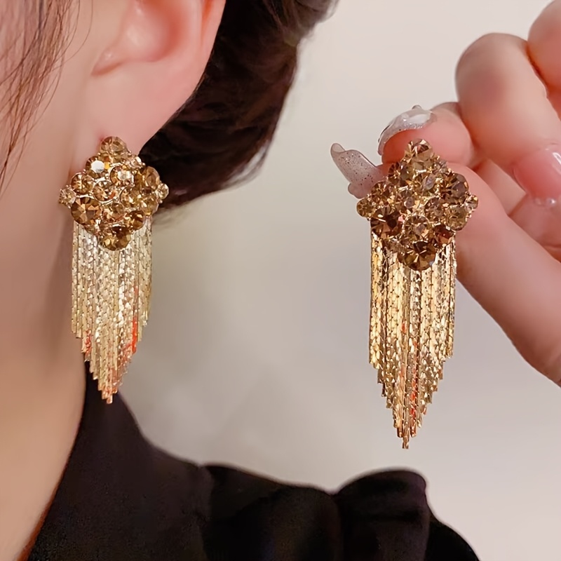   shining tassel earrings exquisite and high end stud earrings elegant ear additions Product details 1
