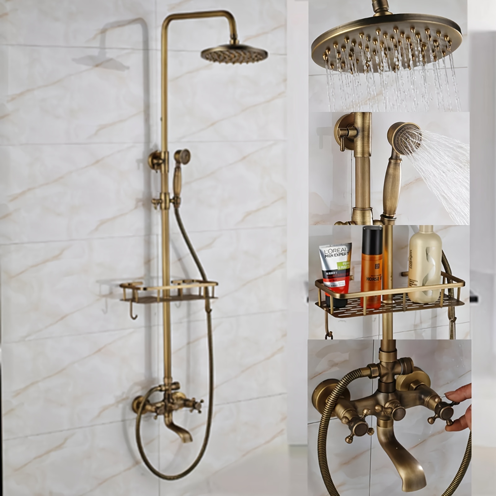 TEMU Bathtub Faucet Mounted 8" And Tub Double Spraye Fixture Set For Bathroom Or , Bathroom Top And , Straight Bar