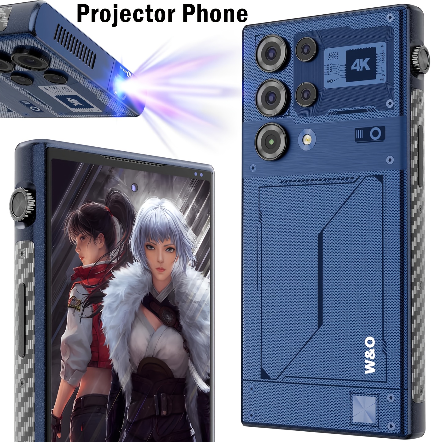 Latest Projector 5g Unlock Smartphone With Portable Video, Portable Projector Mobile Phone, Big Battery, 6gb+256gb Rom Cell Phones With Camping Light, 6.79'' Fhd+smartphone, Cmaera//gps/