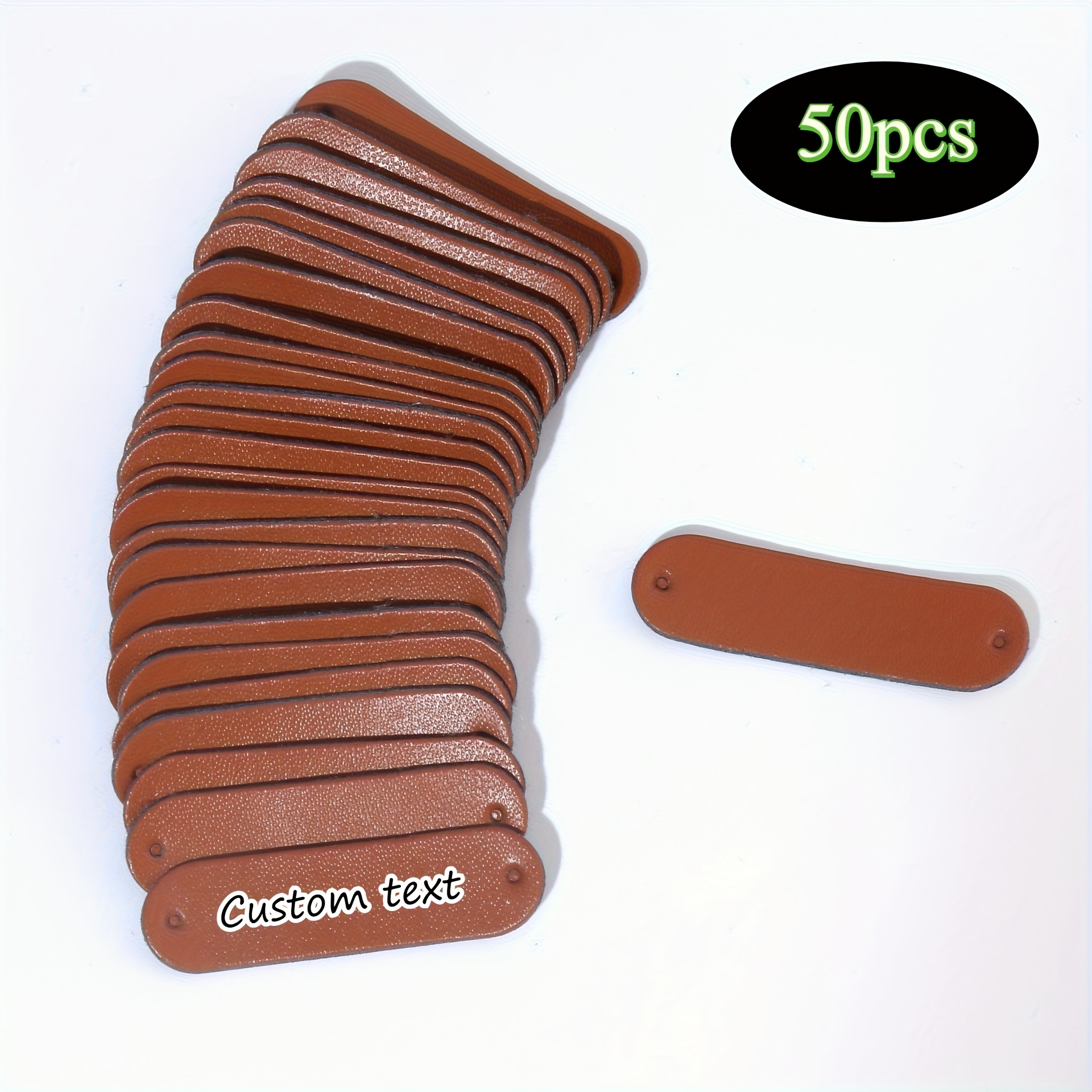 TEMU 50 Customizable Faux Leather Labels - Personalized Blank Tags With 2 Holes For , Gifts, And Packaging - Sturdy Stylish Design For Customization,
