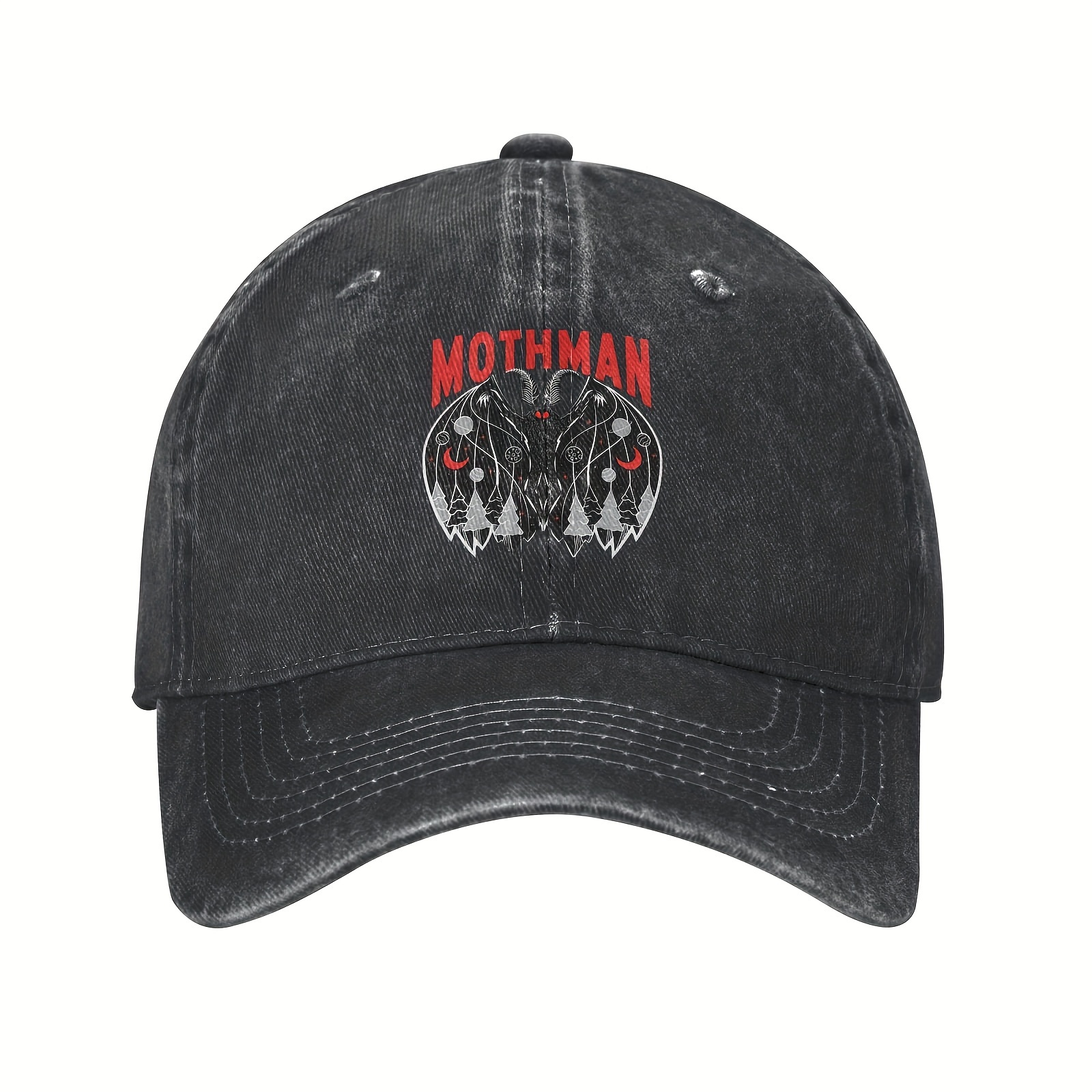 

1pc Mothman Sunset Unisex Hat, Vintage Washed Cowboy Cap, Retro Baseball Cap For Men, Distressed Style, Lightweight Cotton, Sun Protection, Fashionable Outdoor Accessory