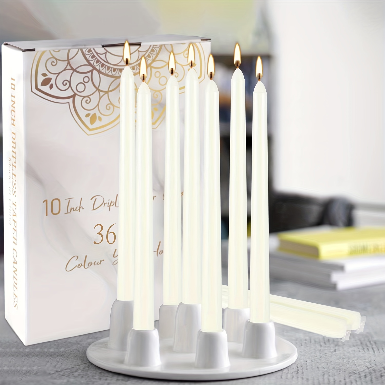 

36 Ivory White Pole Wax Candles 25*1.9cm (10*0.75in), Smoke-free, Fragranceless, Home Dinner Candles, High Quality, Suitable For , Family, Wedding, Etc. Very Suitable For Christmas, , Easter And So On