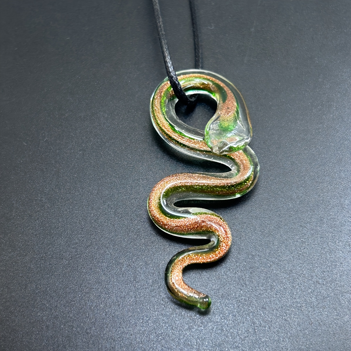 2pcs Enchanting Glass Snake Pendants, Unique Ornaments