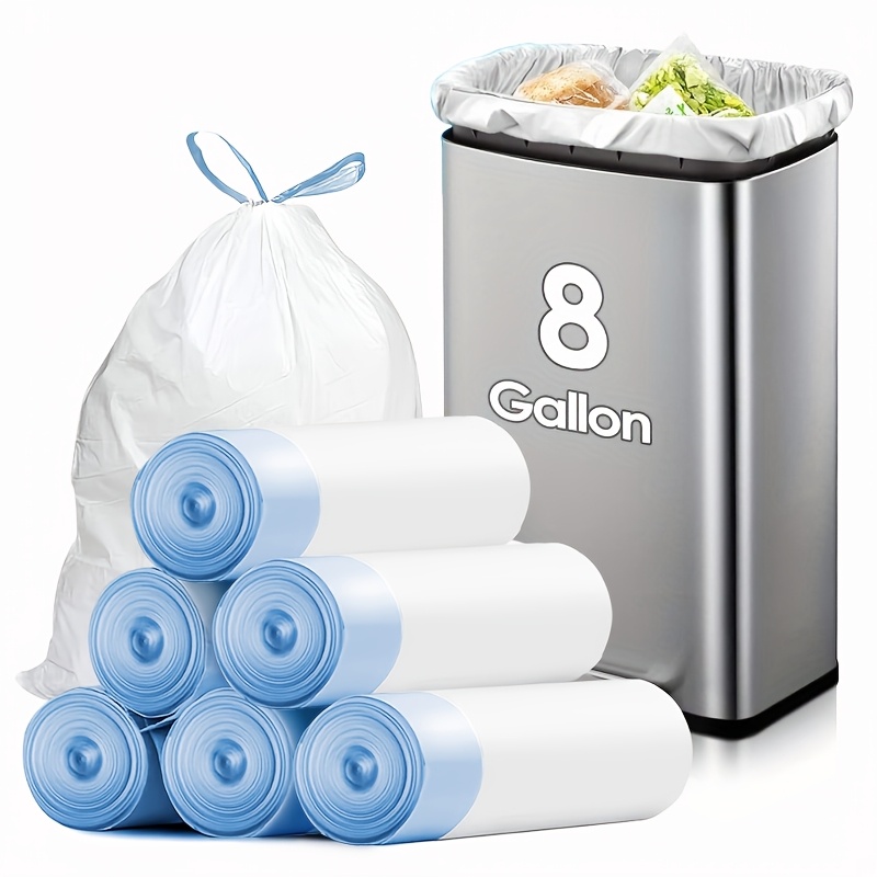 TEMU 40/80/160pcs, 8/13 Gallon Trash Bag, Unscented Strong Drawstring Garbage Bag, Fit 30/60 Litter Trash Can, For Kitchen, Bathroom, Bedroom, Office