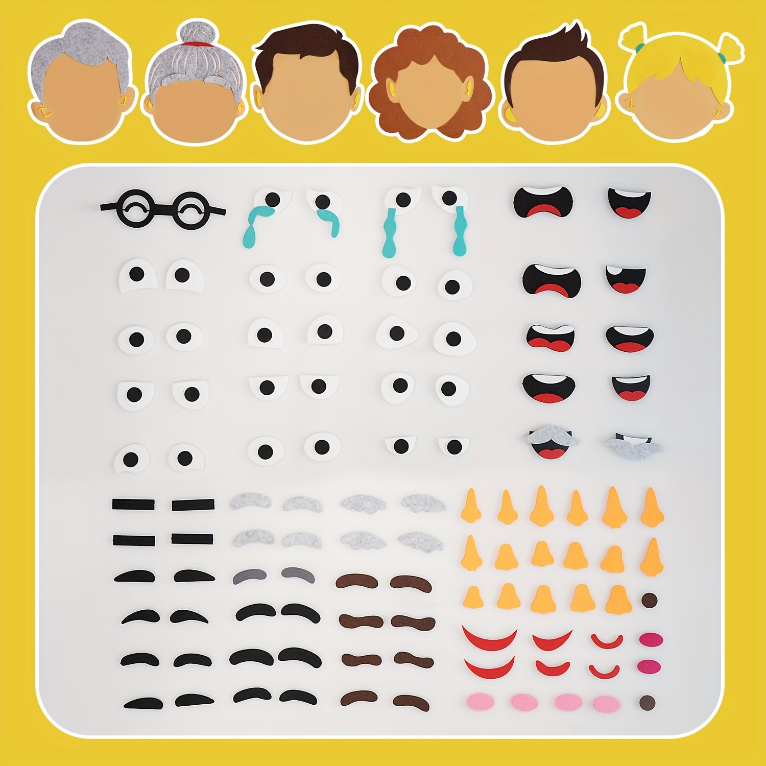 Juego de de Emocionales para Conjunto de Rompecabezas de  Características Faciales Educativos DIY con Tarjetas de Expresio