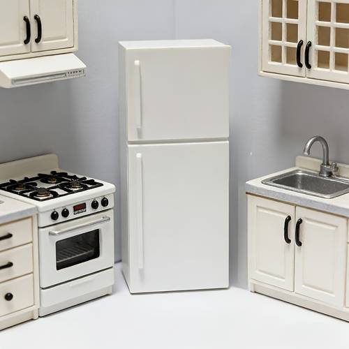 miniature refrigerator white double door style model house kitchen furniture dollhouse miniature furniture kitchen scene decoration ornament door cannot be holiday gift