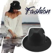 classic fedora hats for men women short brim felt feather hat panama dress hat details 5