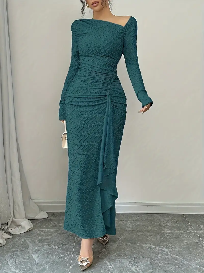 turquoise long sleeve maxi dress Vintage 70s Turquoise Sheer Sleeve Maxi Dress - Medium | Blue Long Sleeve Empire Waist Gown, 1970s Disco Party Prom Dress