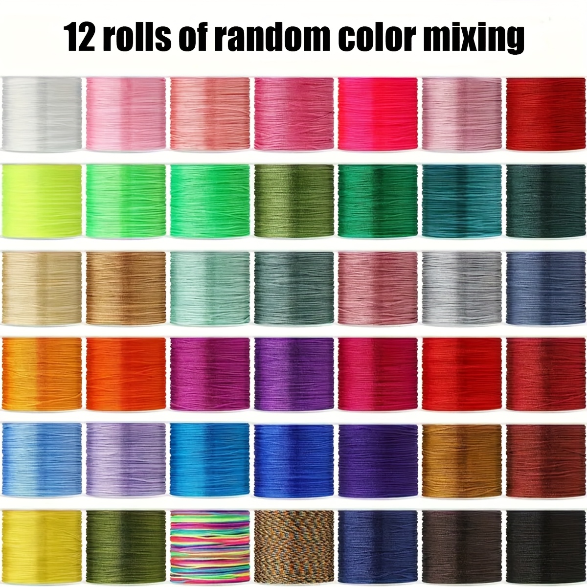 TEMU 12 Rolls Of Chinese Rope Nylon Thread, Each Roll Is 393.7 Inch Long, And The Thickness Is 0.8mm. Random Colors, Handmade Jewelry Supplies, Very