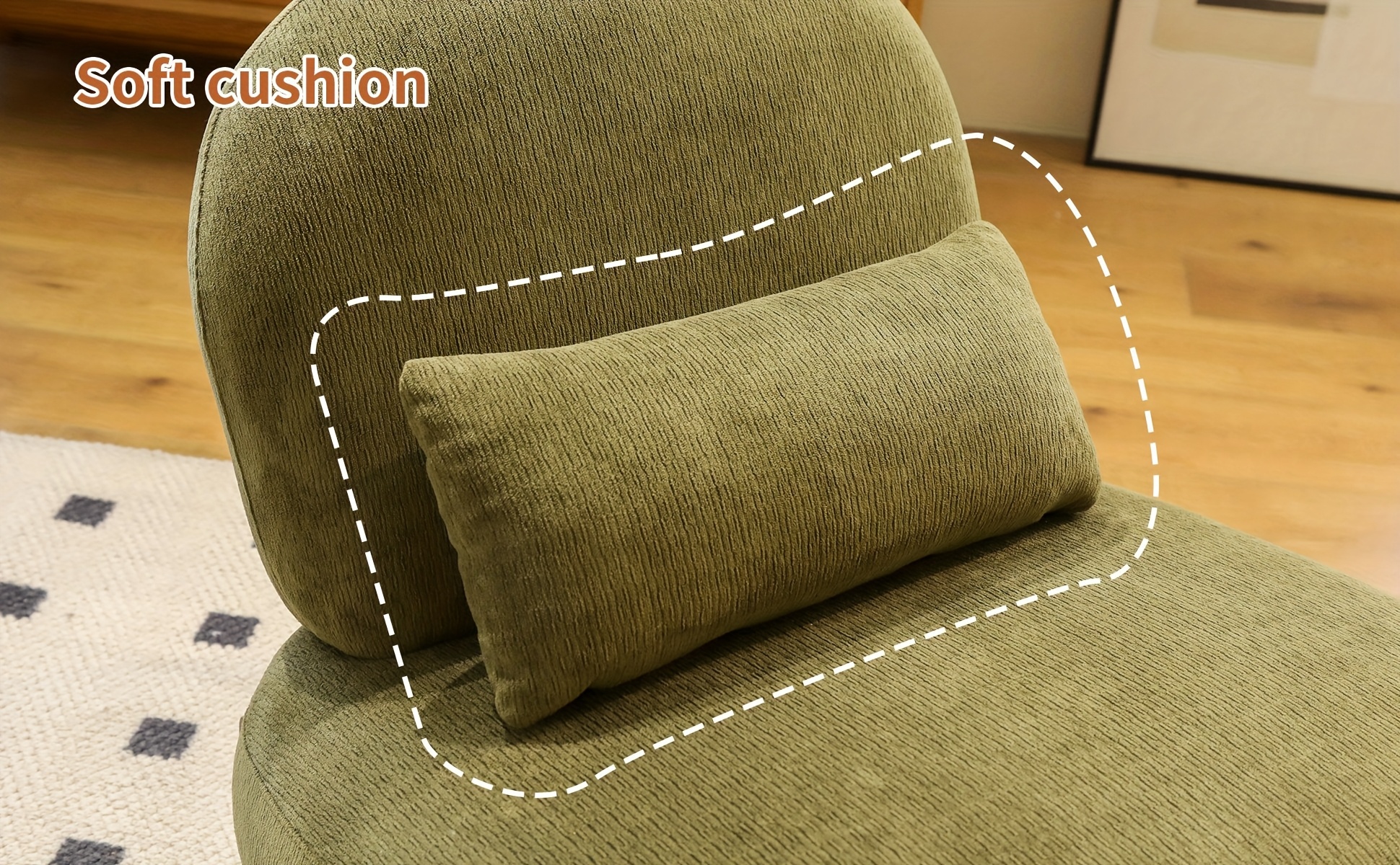 Cute Accent Chair with Solid Wood Legs, Velvet Living Room Chair with Soft Cushion, Cozy Bedroom Chair, Comfy Armless Reading Chair for Apartment, Waiting Room, Balcony