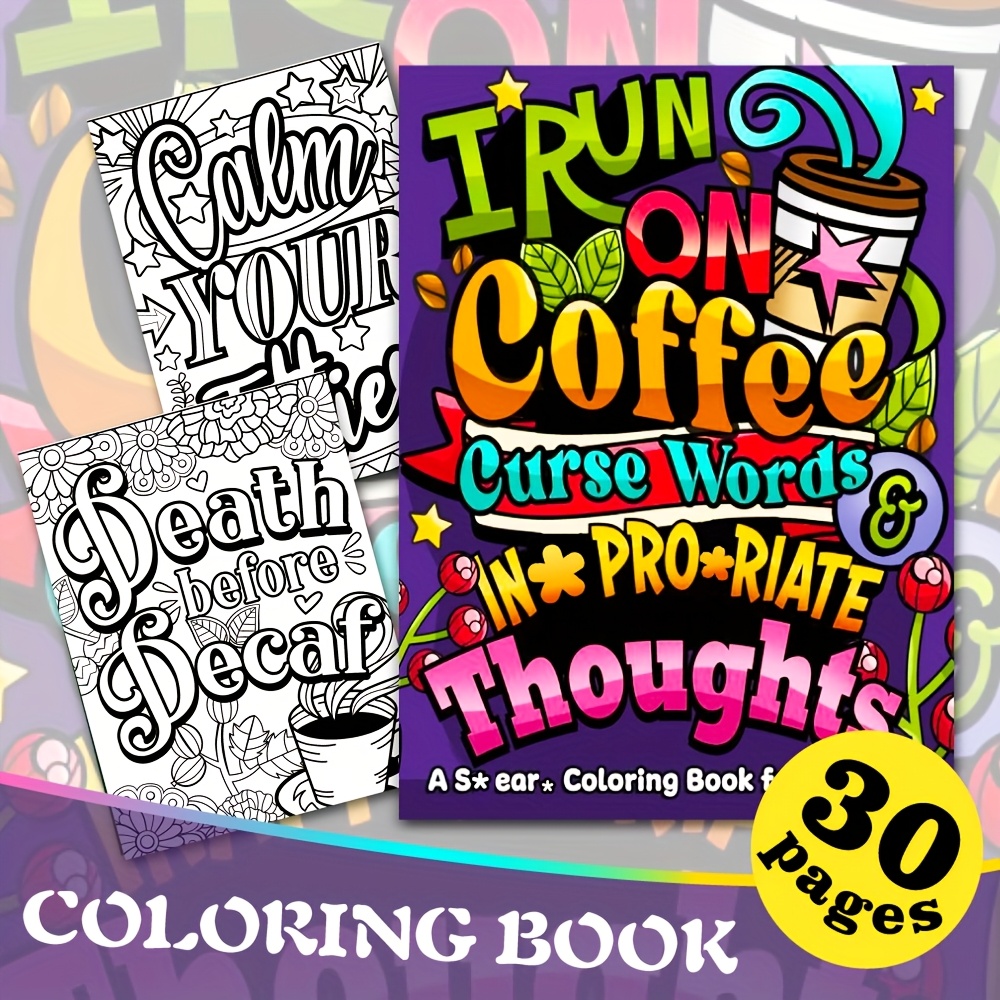 TEMU 30 Pages Adults Coloring Book With For Women, A4 Size Coloring Book For Adults, Gift For , Birthday, Party, Halloween, Thanksgiving, Christmas,