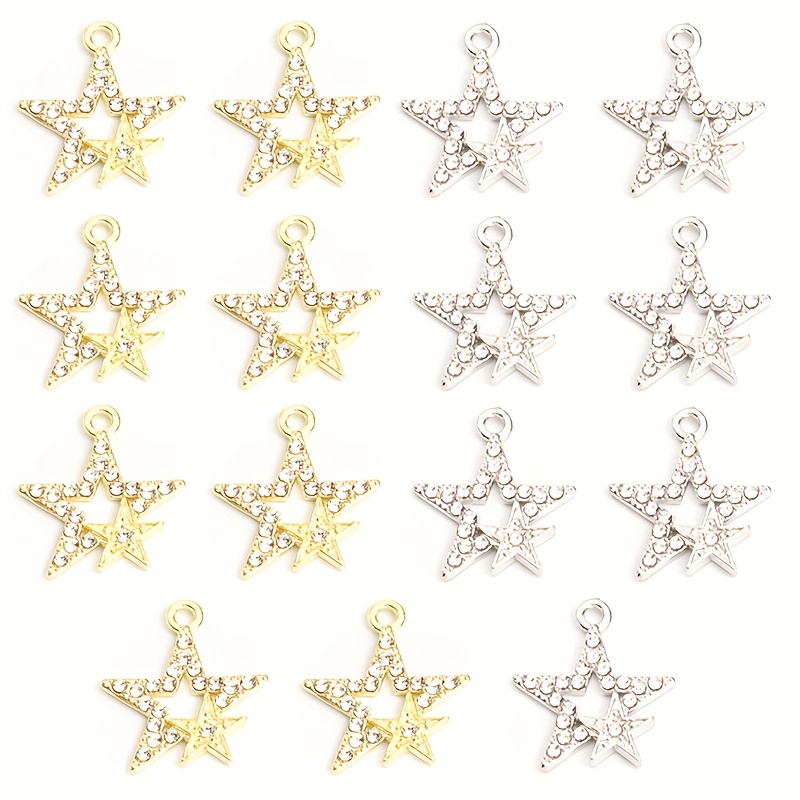 TEMU 15pcs Breloques Étoile Double Strass Brillants, Design , Pendentifs en pour Collier Boucles d'Oreilles, Bijoux Tendance et