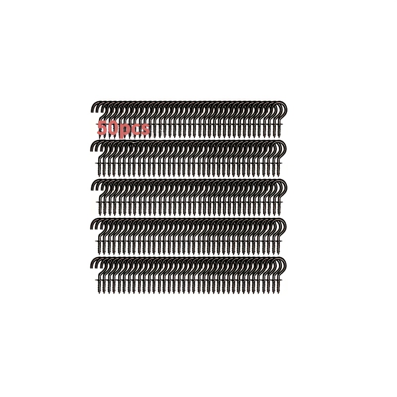 50pcs Of Stainless Steel Threaded Hooks - Heavy-duty Hooks, , Suitable For Hanging Plants, Storing Clothes, Storing Items, Used In Kitchens, Bathrooms, Bedrooms, Flower Pots, Etc., For Display Hooks