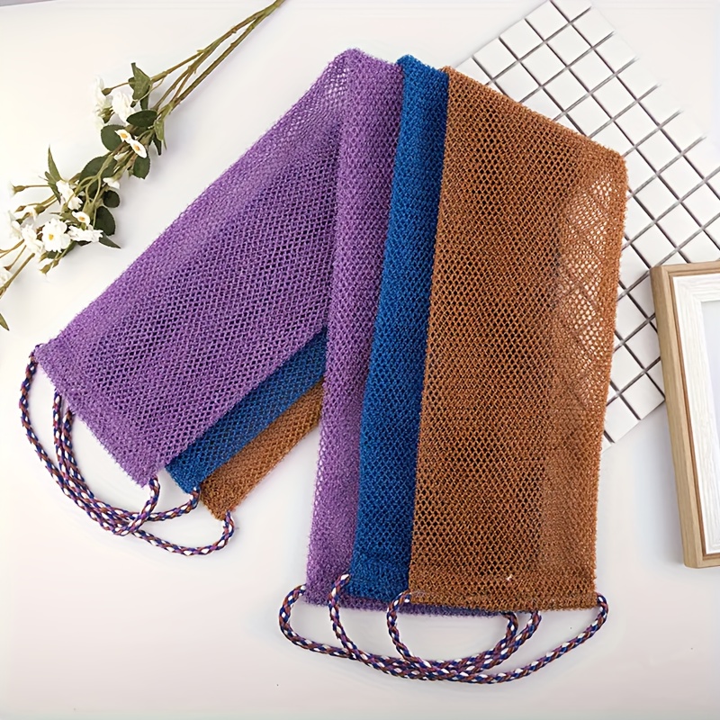 Image of 3pcs African Net Bath Sponges With Rope Handles, Exfoliating Washcloths For Men And Women, Ideal For Daily Use & Back Cleansing