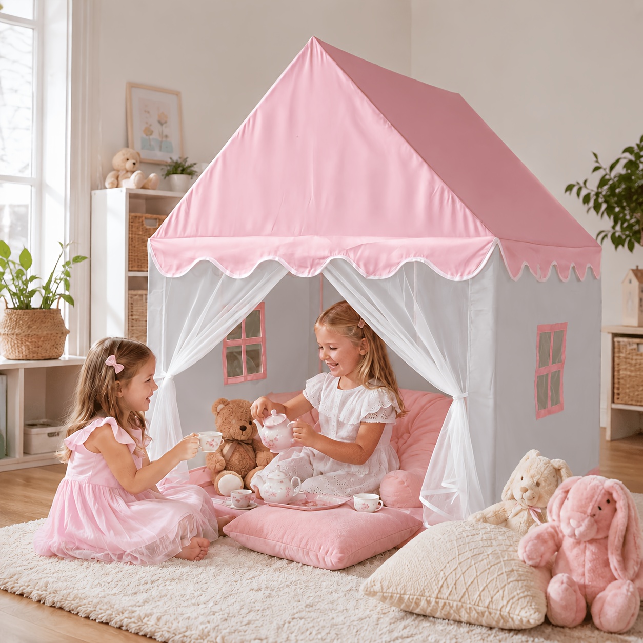 Castle Tent, Foldable Indoor Outdoor Play House And Room Decoration Toy House, Girls' Birthday Gift, Portable Tent House Play Toy