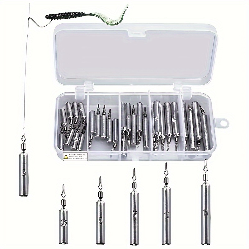 Image of Fishing Weights Fishing Sinker Drop Shot Weights Fishing Weights Kit Drop Shot Rig Wacky Hooks Offset Hooks Fishing Tackle 28pcs