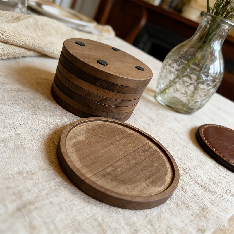 Image of 10pcs Wooden Coasters For Cup And Drink Safety, Ideal For Coffee Table And Outdoor Settings, Designed For Homeowners And Beer Enthusiasts, Trending Cute Beer Bar Decorative Additions