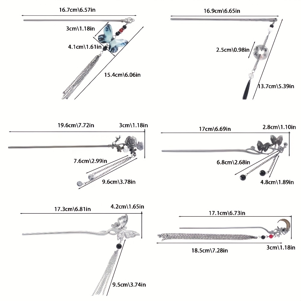 6pcs alloy elegant     tassel hairpin set suitable for women and ladies fashionable trendy cool hair accessories perfect as birthday holiday costume party photo gift   for her Product details 4