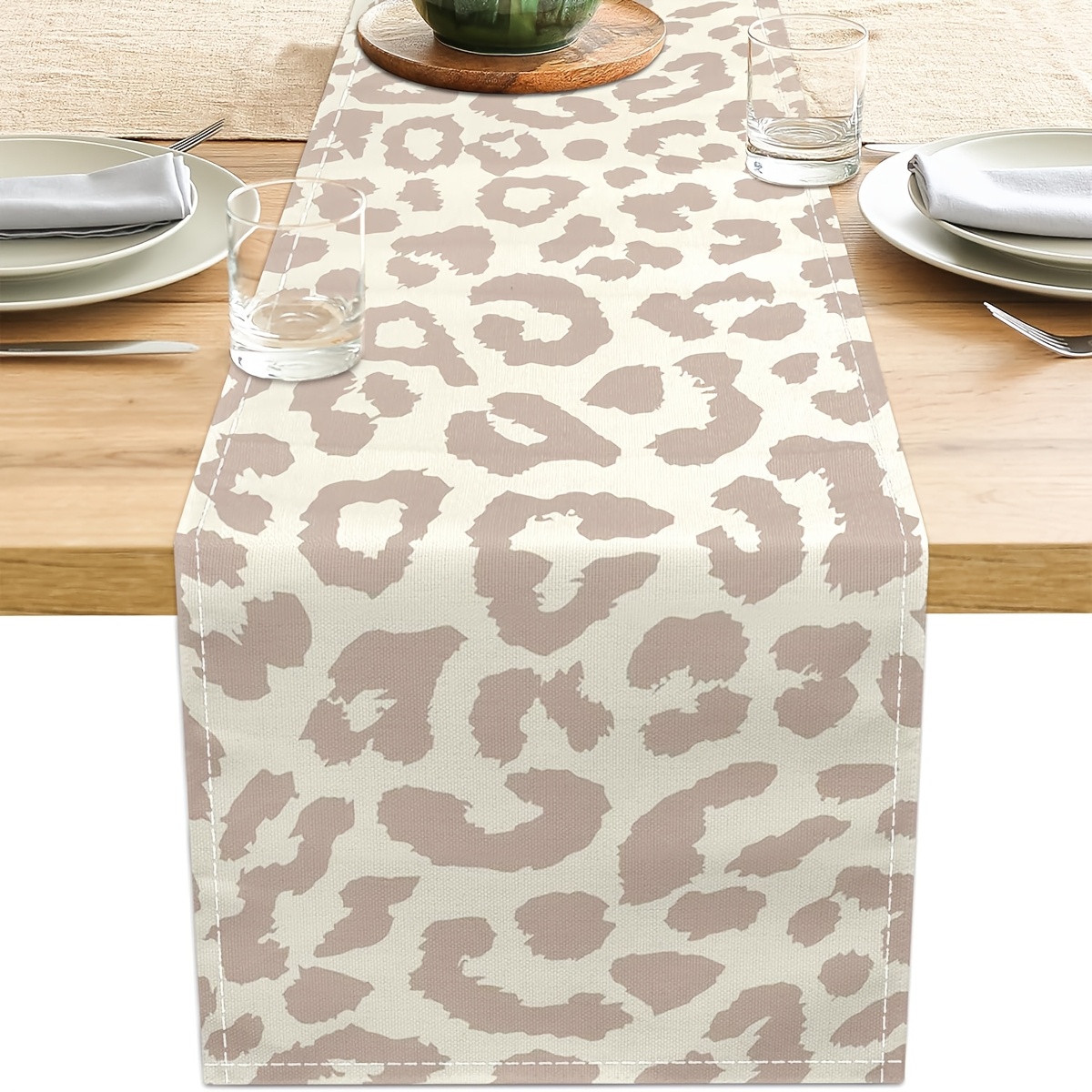 TEMU Leopard Print Table Runner, Western Party Decoration Runner, Farmhouse Dresser Runner Scarf, Suitable For Party, Home, Kitchen, Dining Room,