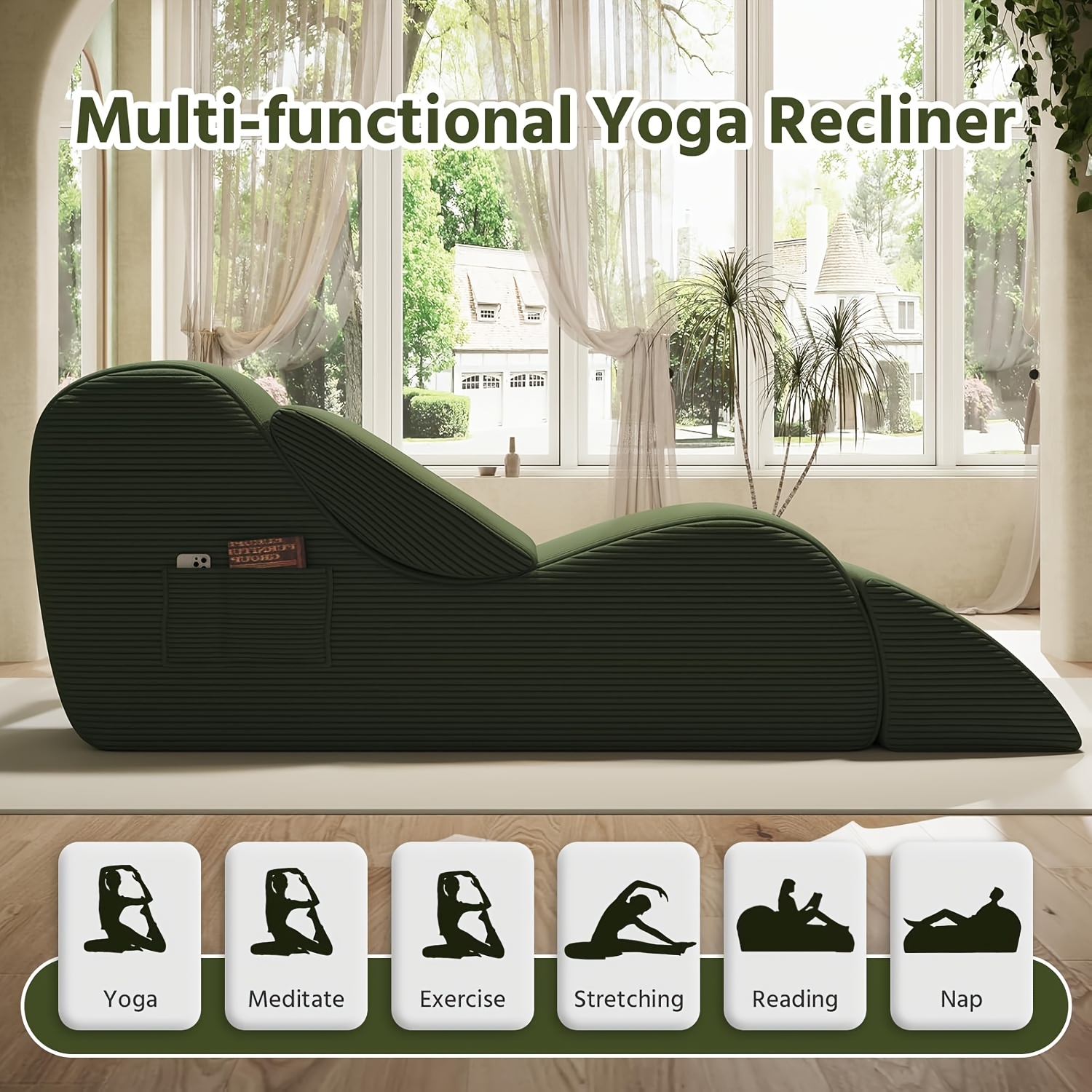 Sleek Chaise Lounge, Living Room Sofa for Yoga - for Stretching, Relaxation, Exercise, Features High-Quality Sponge Filling