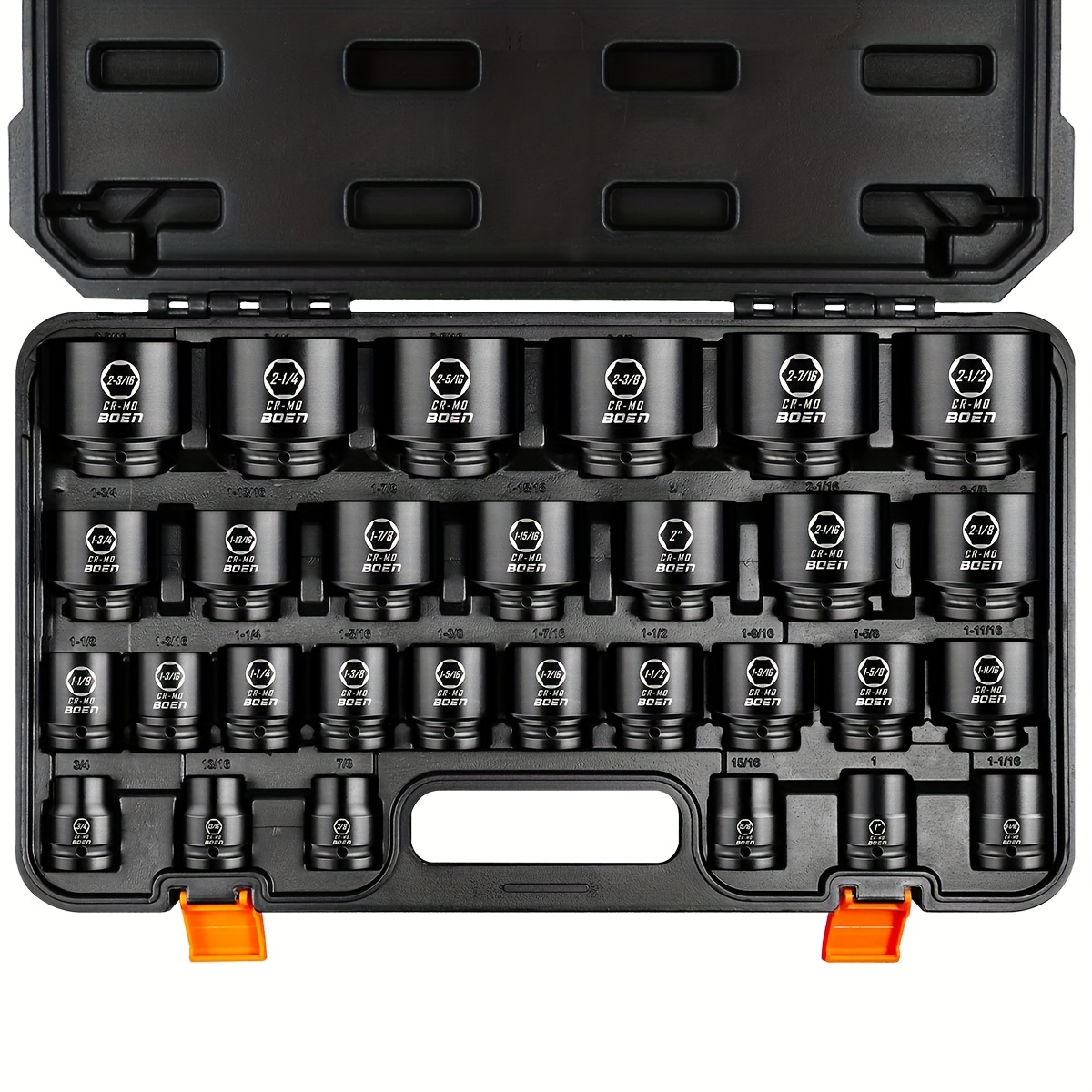 3   sae impact socket set 3 4 inch   inch large sockets 6 point sockets rugged construction cr mo standard socket set 29pcs with storage case