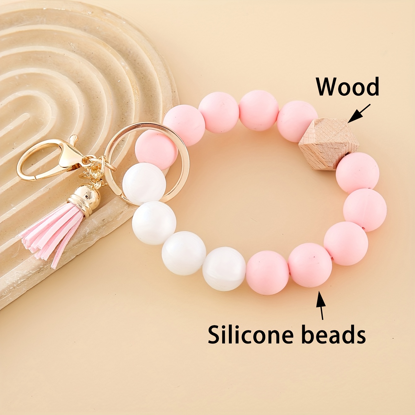 1 Silicone Bead, Keychain, Decorative Pendant, Chic Silicone Beads, Elegant Keychain, Lobster Clasp Backpack And Car Key Additions - Ideal Gift For Women