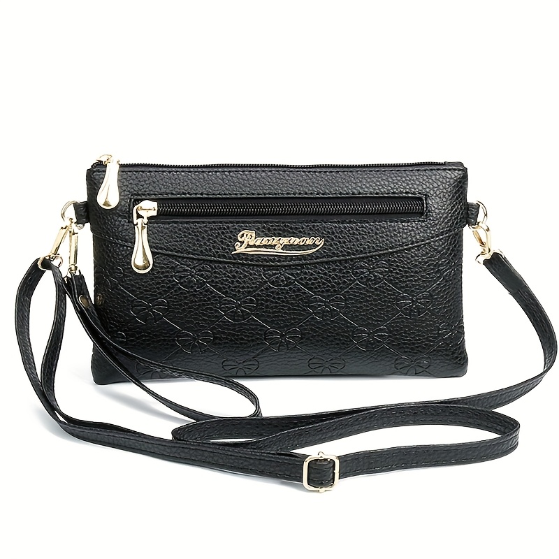 TEMU Unisex Men's And Women's Crossbody Bags, Casual New Single Shoulder Women's Bags, Lychee Patterned Embossed Small Bags, Fashionable Handbags,