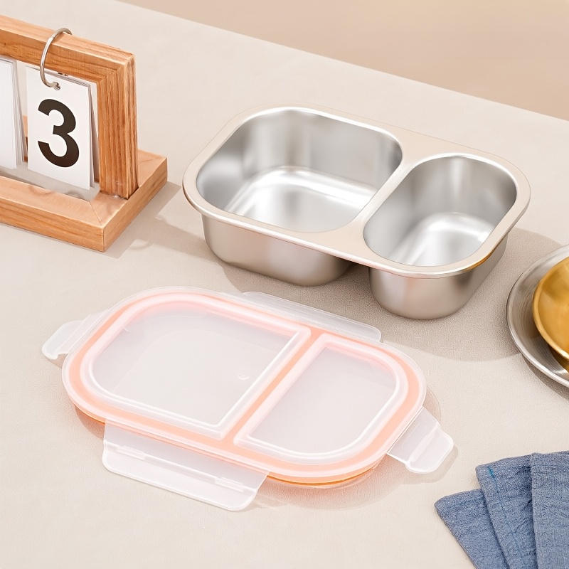 TEMU 1pc Double Compartment 1:2 Leak-proof Sealed Lunch Box (food Container With Lid), Reusable Food Storage Box, Dishwasher Compatible, Suitable For