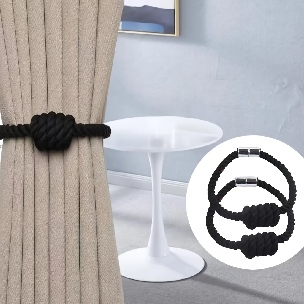 TEMU 2pcs Of Modern Magnetic Curtain Buckles- For Drilling, Polyester Design Metal Curtain , Fashionable Curtain Decoration, Easy Style Curtain Clip,