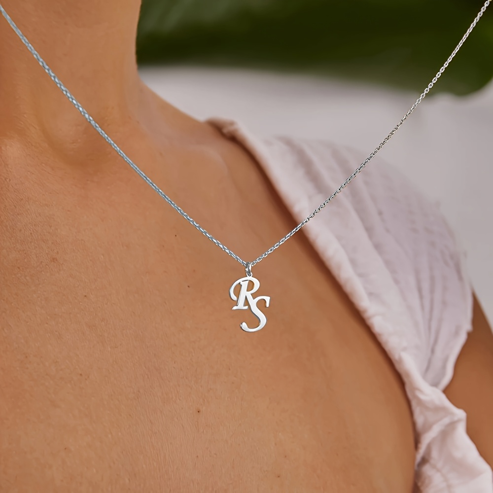 E-shop [Personalisiert] Halskette mit doppelten Initialen, Halskette mit individuellem Buchstaben, personalisierte Initialkette, Geschenk,