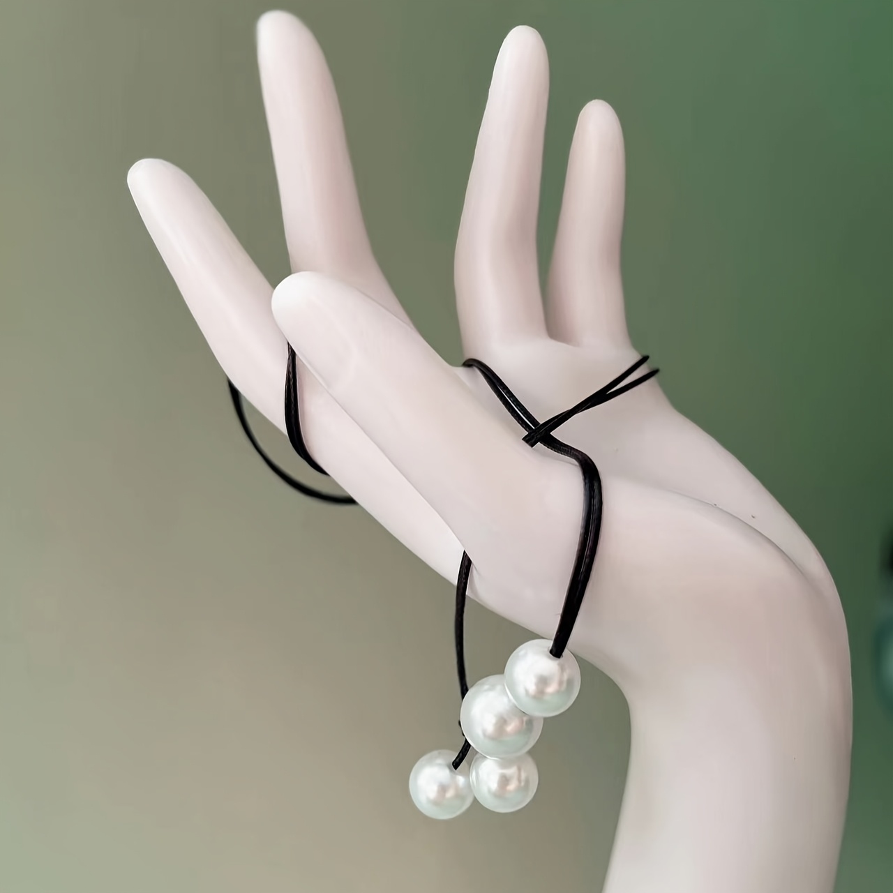 Double Layer Waxed Thread & Artificial Necklace Minimalist for Women