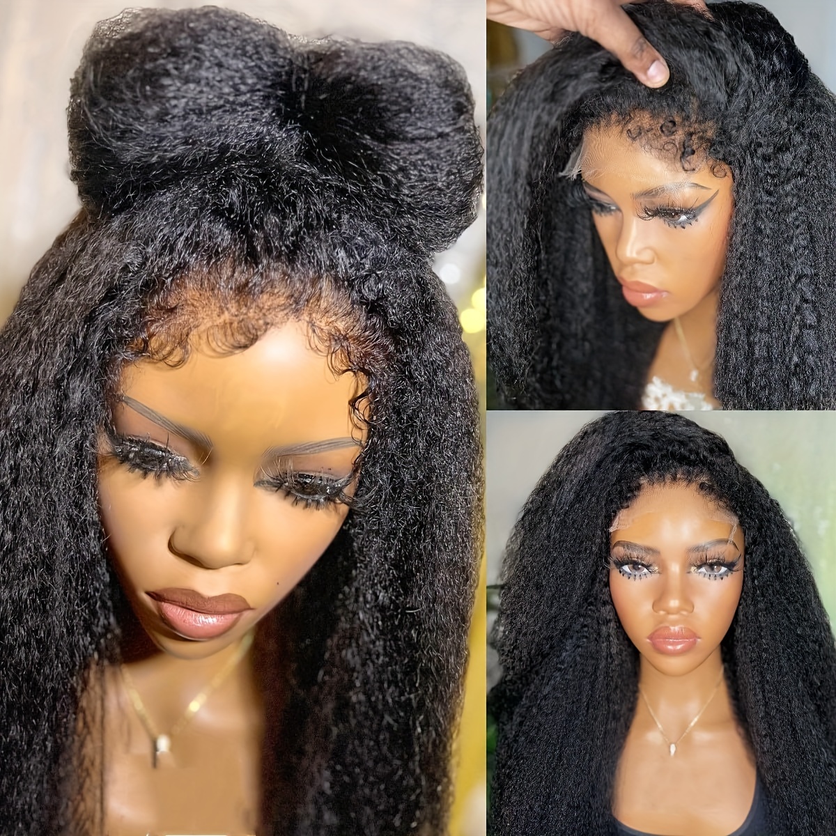 Wear And Go Glueless Wigs Human Hair Pre Plucked Kinky - Temu