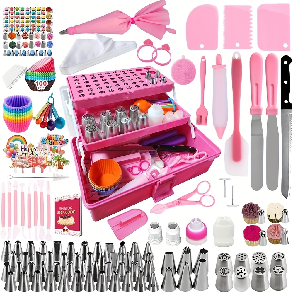 

359pcs Cake Decorating Kit Baking Supplies With 66 Piping Tips Icing Bags And Tips Set For Beginners Professional Baking Tools Cupcake Decorating Kit