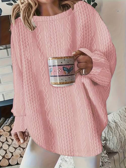 plus size plus size plus size solid texture sweatshirt casual long sleeve round neck pullover womens plus size clothing