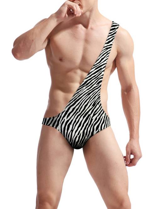 plus size mens clothing zebra print mens onesie tight full body underwear for role playing halloween role playing costume masquerade costume themed event underwear role playing onesie zebra print underwear semi material plus size