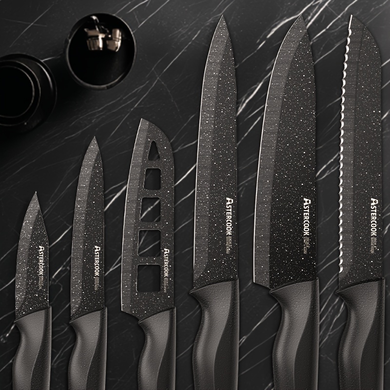 

Cook 12pcs Knife Set Includes 6 Knives And 6 Guards, Made From High Carbon Stainless Steel With A Coating. Super Are The Set For Different , Making A Perfect Gift For Celebrations.