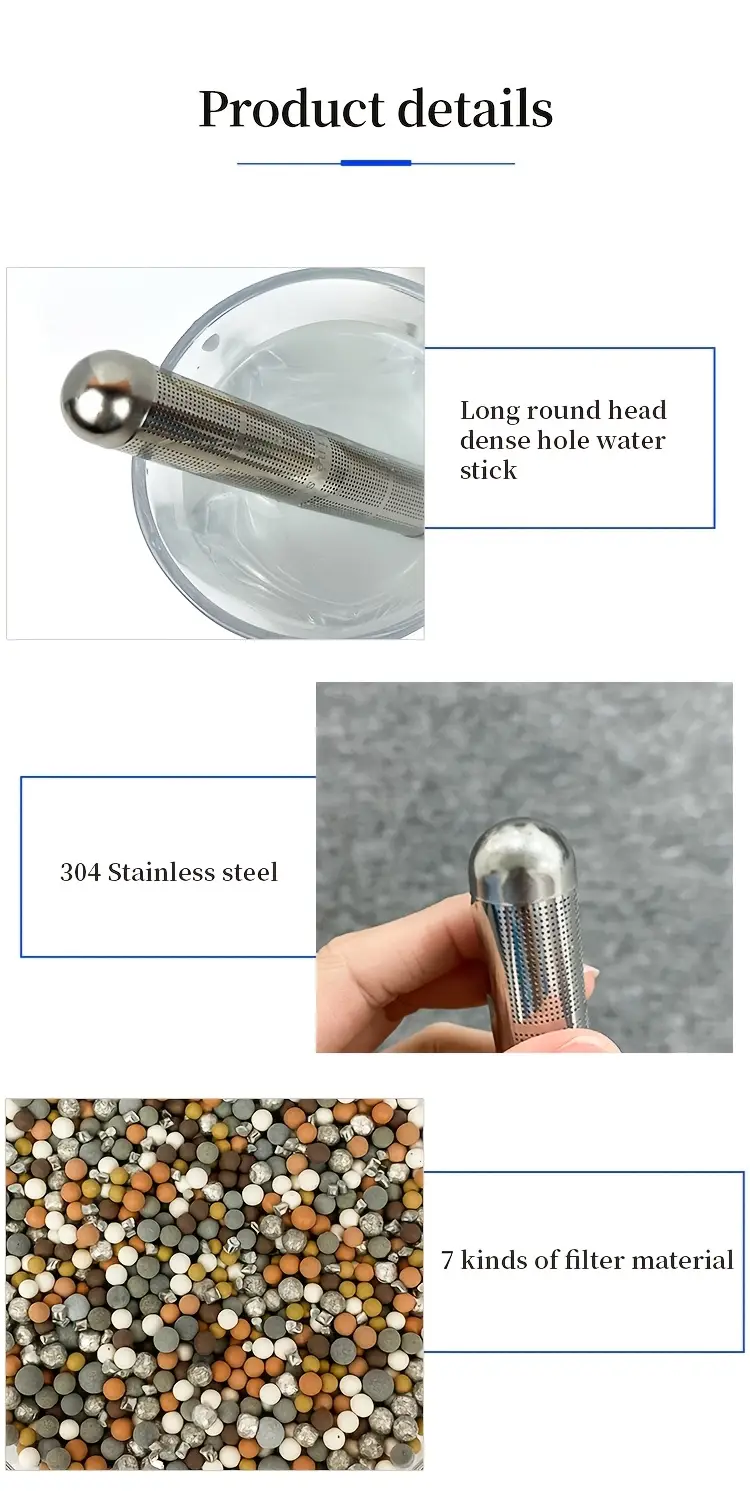 1pc stainless steel water ionizer stick portable hydrogen rich mineral filter enhances content no electricity required details 2