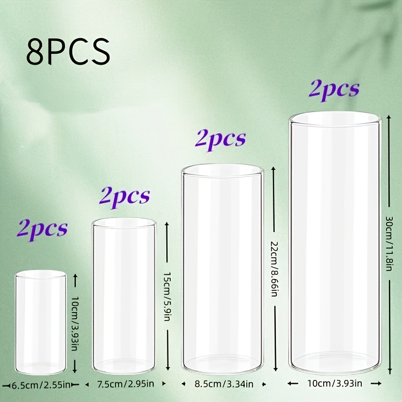 TEMU 8pcs Glass Windproof Candlestick Set, Suitable For Pillar Candles, Modern Floating Candles, For Centerpiece Vases, Candlesticks For Table Center