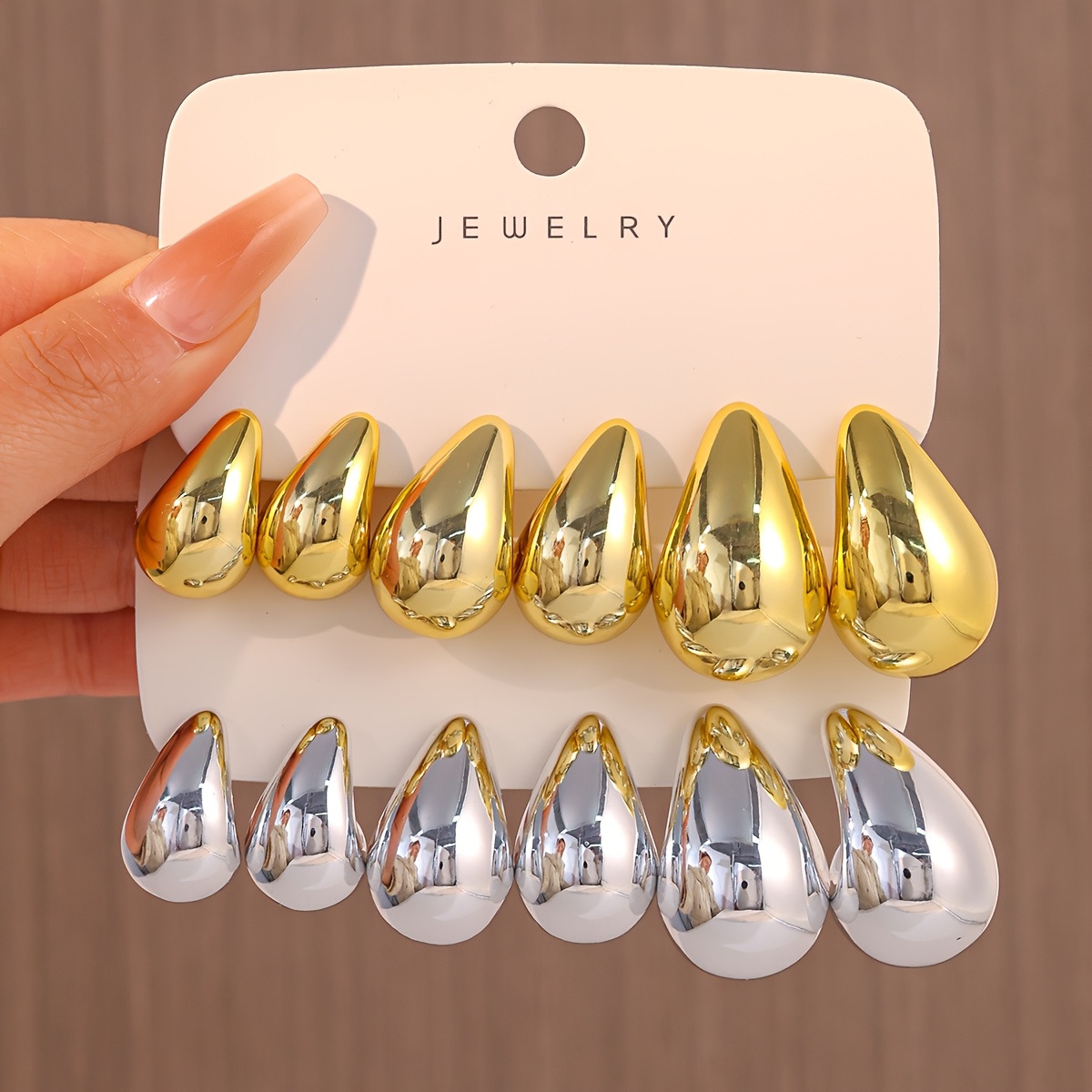 TEMU 6-12pcs Fashionable And Lightweight Teardrop Earrings Set For Women' Travel Wear