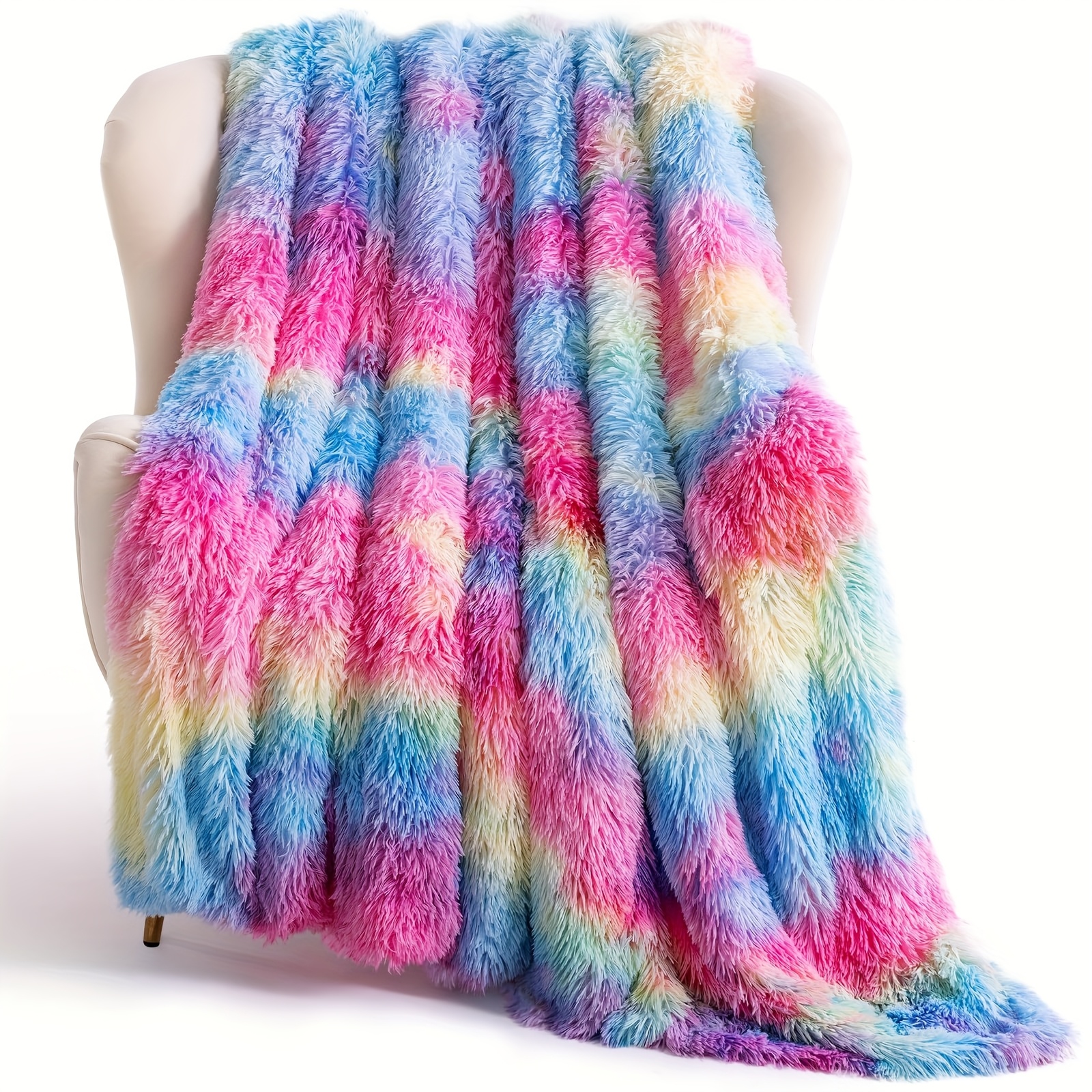 

1pc Senmeo Fleece Blanket - 160x200cm Fluffy Fur , And , Washable, Tassel , Bedspread