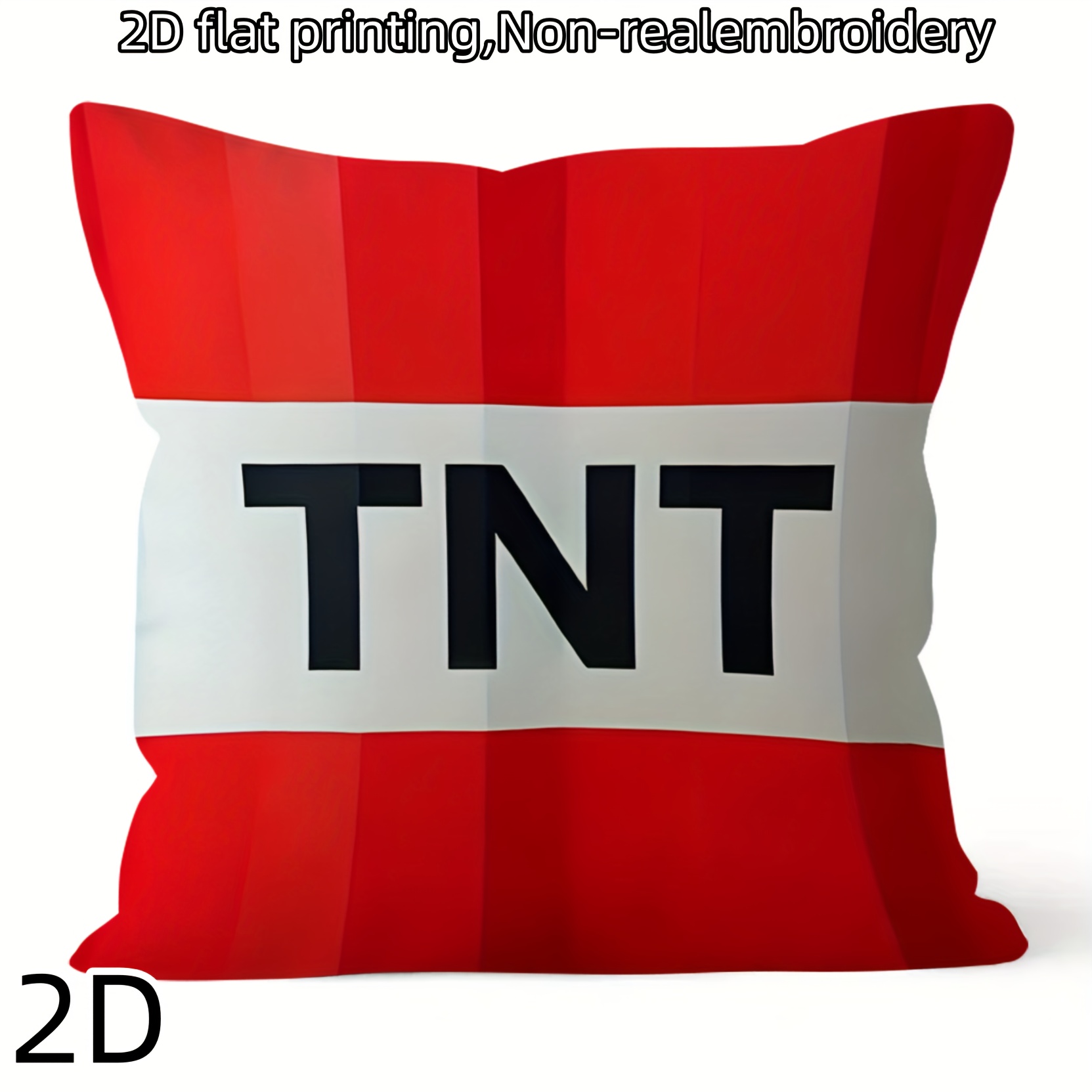 2d Single Piece, Red And Block Pillow Cover With Black Tnt Lettering, Stylish And . Pillow Core Not Included, 2d Printing Only. Suitable For Game Rooms, Living Rooms, Autumn And Holiday Party Scenes.