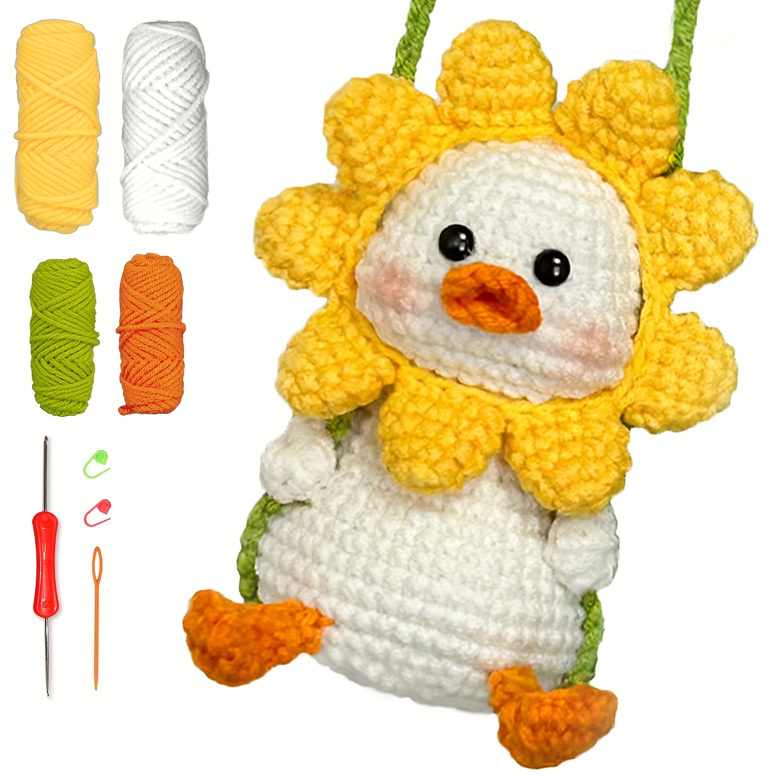 

1set Cute Swinging Duck Crochet Kits For Beginners, Starter Crochet Kit All-in-one Complete Crochet Kit Learn To Crochet Sets With Instructions And Step By Step Video Tutorials For Adults