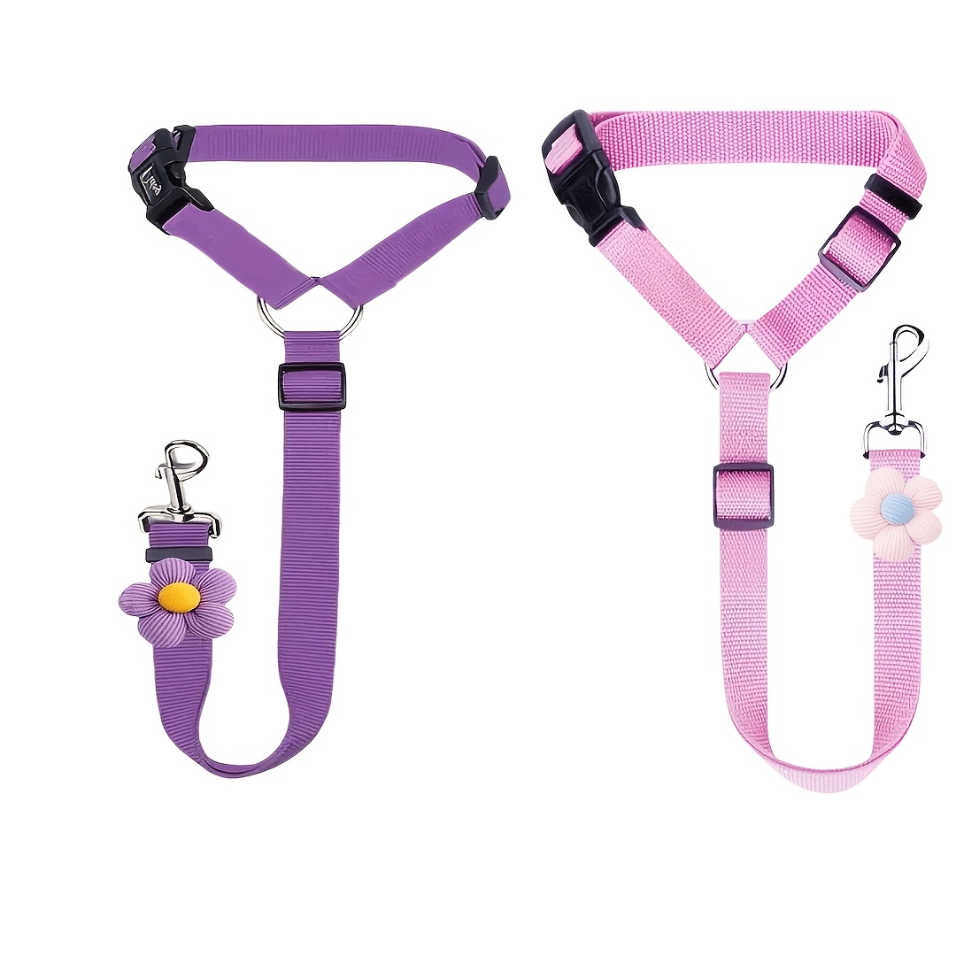 TEMU 2pcs Dog Seat Belt, Adjustable Car Safety Restraint Belt, With A Sturdy Metal , Convenient To Install Car Traction Rope, Designed For Pet Travel